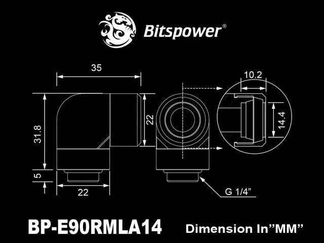 Alt view image 2 of 3 - Bitspower Silver Shining Advanced Rotary G1/4" 90-Degree Multi-Link Adapter For OD 14MM