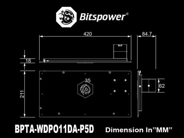 Alt view image 4 of 4 - Bitspower Sedna O11D for LIAN LI O11 DYNAMIC (front)-P5D