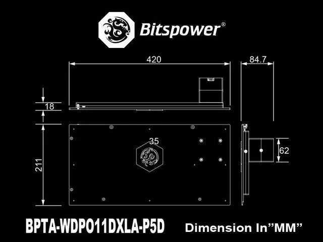 Alt view image 6 of 6 - Bitspower Sedna O11DXL for LIAN LI O11 DYNAMIC (front)-P5D