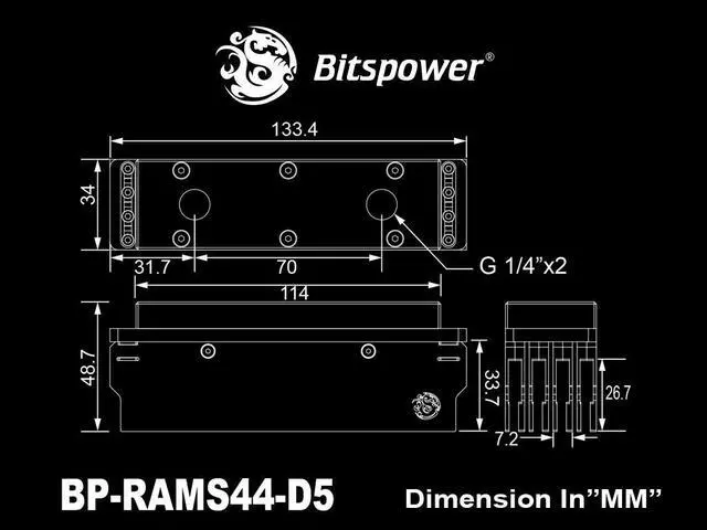 Alt view image 5 of 5 - Bitspower 4-DIMMS RAM Water Cooling Module (DDR5, Single-sided)