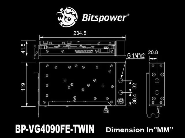 Alt view image 6 of 6 - Bitspower Orion water-cooling Backplate for GeForce RTX 4090 Founders Edition
