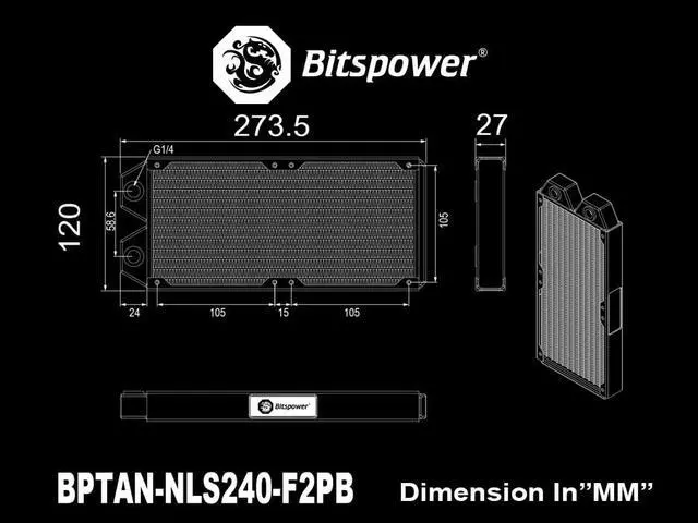 Alt view image 4 of 4 - Bitspower Tarasque II 240S Radiator