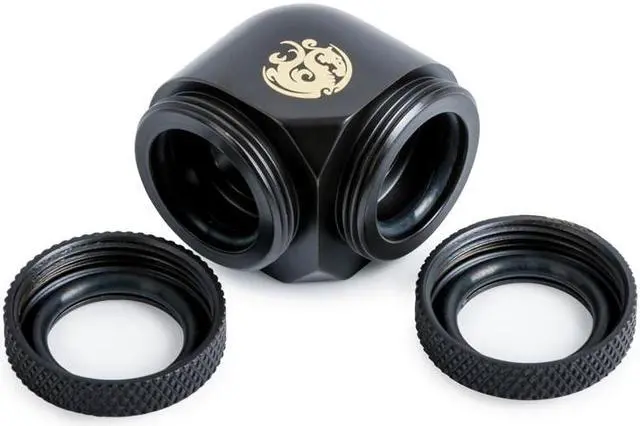 Alt view image 2 of 3 - Bitspower Carbon Black Enhance 90-Degree Dual Multi-Link Adapter For OD 14MM
