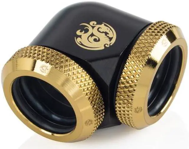 Main image of Bitspower Carbon Black/True Brass Enhance 90-Degree Dual Multi-Link Adapter For OD 16MM