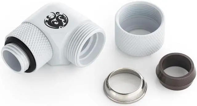 Alt view image 2 of 3 - Bitspower Deluxe White Advanced Rotary G1/4" 90-Degree Multi-Link Adapter For OD 12MM