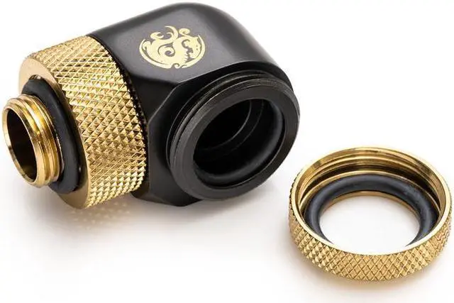 Alt view image 2 of 2 - Bitspower Carbon Black/ True Brass Enhance Rotary G1/4" 90-Degree Multi-Link Adapter For OD 14MM