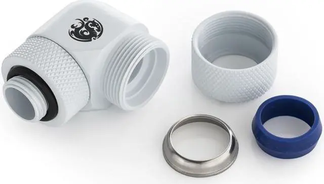 Alt view image 2 of 3 - Bitspower Deluxe White Advanced Rotary G1/4" 90-Degree Multi-Link Adapter For OD 14MM
