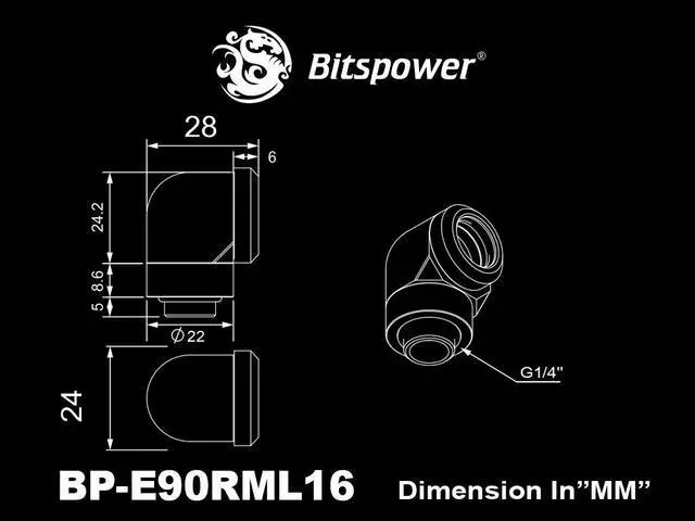 Alt view image 3 of 3 - Bitspower Carbon Black Enhance Rotary G1/4" 90-Degree Multi-Link Adapter For OD 16MM