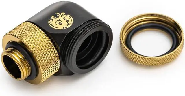 Alt view image 2 of 2 - Bitspower Carbon Black/ True Brass Enhance Rotary G1/4" 90-Degree Multi-Link Adapter For OD 16MM