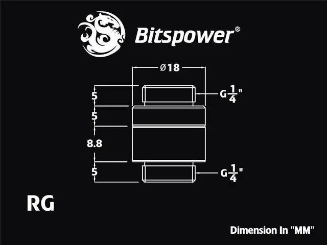 Alt view image 3 of 4 - Bitspower G1/4" True Brass Rotary G1/4" Extender--13.8mm
