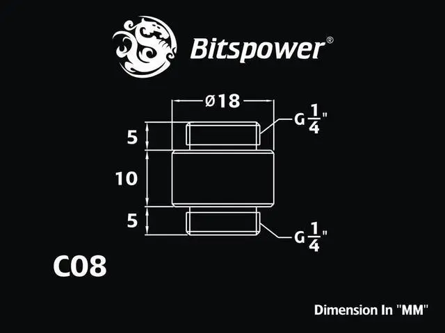 Alt view image 5 of 5 - Bitspower True Brass Dual G1/4" extender 10mm (4PCS)