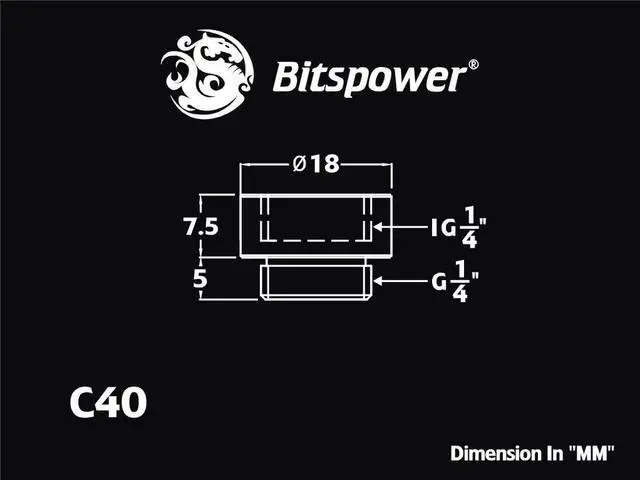 Alt view image 5 of 5 - Bitspower G1/4" True Brass IG1/4" Extender-7.5mm (4PCS)