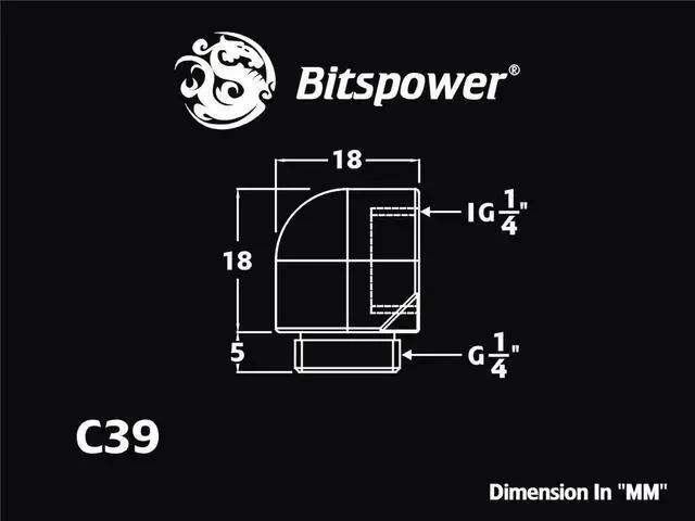 Alt view image 4 of 4 - Bitspower G1/4" True Brass 90-Degree IG1/4" Extender(2PCS)