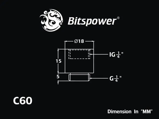 Alt view image 3 of 4 - Bitspower G1/4" True Brass IG1/4" Extender-15MM (4PCS)