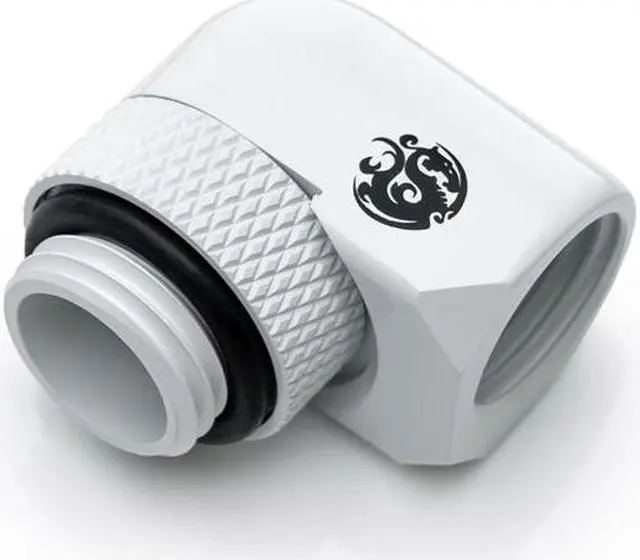 Alt view image 2 of 3 - Bitspower G1/4" Deluxe White Rotary 90-Degree IG1/4" Extender (Compact Version)