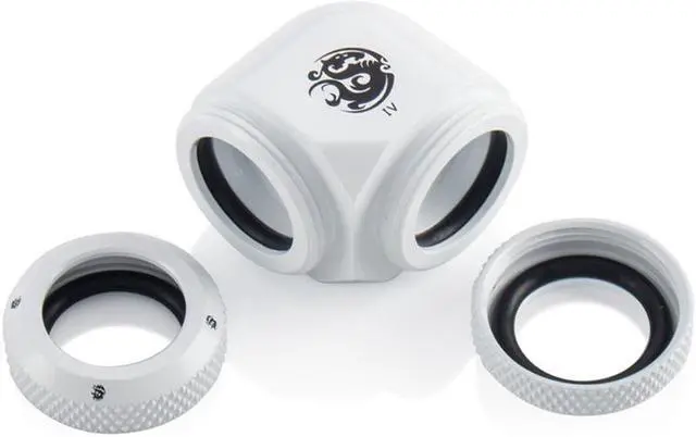 Alt view image 2 of 2 - Bitspower Deluxe White Enhance 90-Degree Dual Multi-Link Adapter For OD 12MM (2PCS)