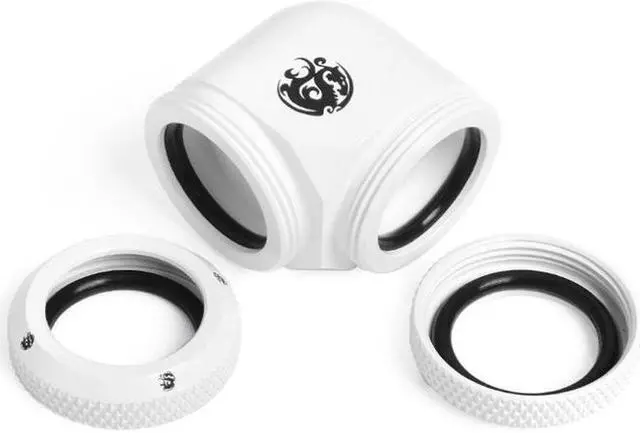 Alt view image 2 of 2 - Bitspower Deluxe White Enhance 90-Degree Dual Multi-Link Adapter For OD 16MM (2PCS)