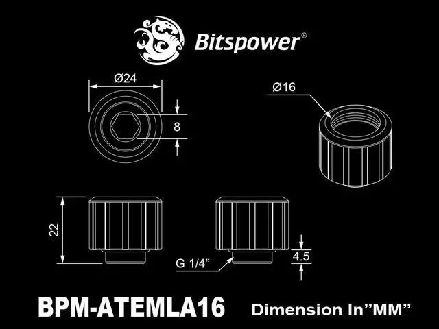Alt view image 2 of 2 - Bitspower Artemis Advanced Multi-Link For OD 16MM - Matte Black