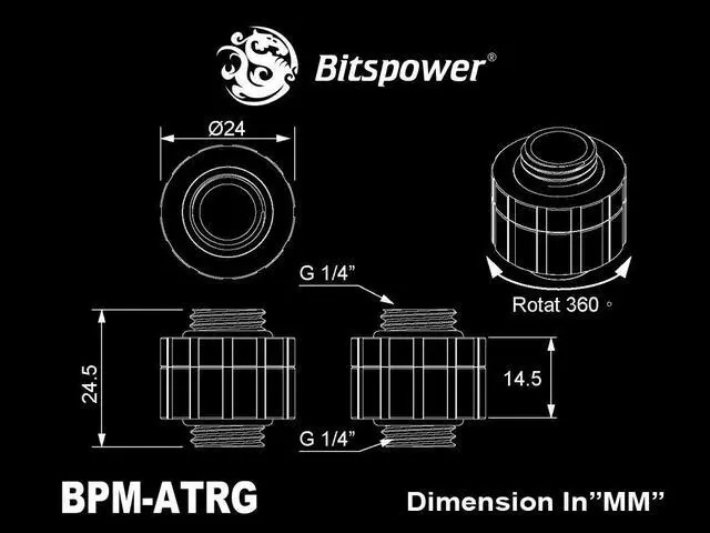Alt view image 2 of 2 - Bitspower Artemis Rotary Extender - Sandblast Silver