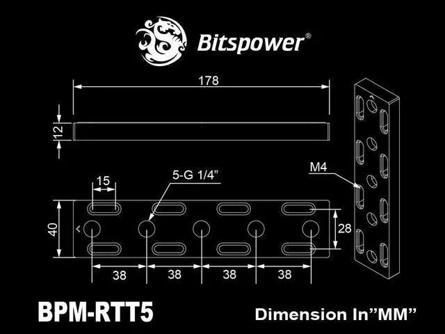 Alt view image 3 of 3 - Bitspower Rapid Transit Terminal (178mm, 2 channels)