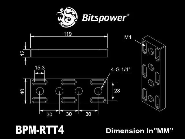 Alt view image 4 of 4 - Bitspower Rapid Transit Terminal (119mm, 2 channels)