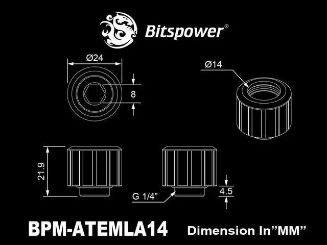Alt view image 2 of 2 - Bitspower Artemis Advanced Multi-Link For OD 14MM - Stardust Gold