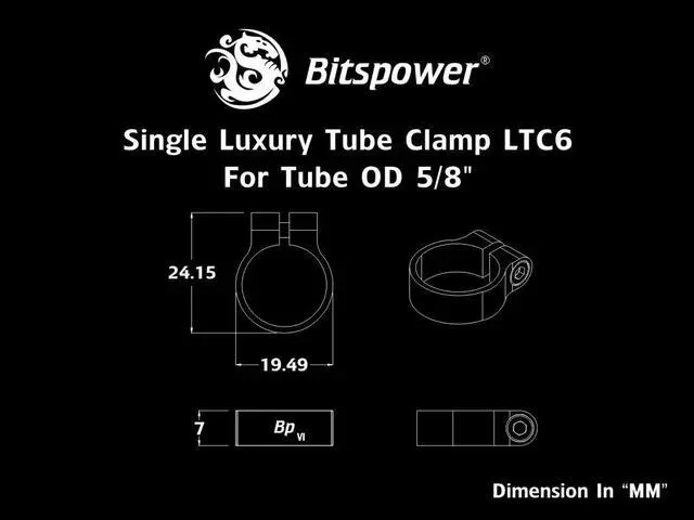 Alt view image 5 of 5 - Bitspower Computer Water Cooling Single Luxury Tube Clamp LTC6 For Tube OD 5/8" (Silver) (2 PCS)