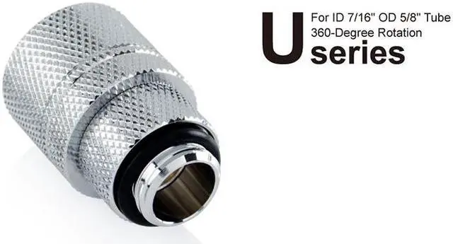 Alt view image 3 of 6 - Bitspower Computer Water Cooling G1/4" Silver Shining Rotary Compression Fitting CC6 Ultimate For ID 7/16" OD 5/8" Tube (2 PCS)
