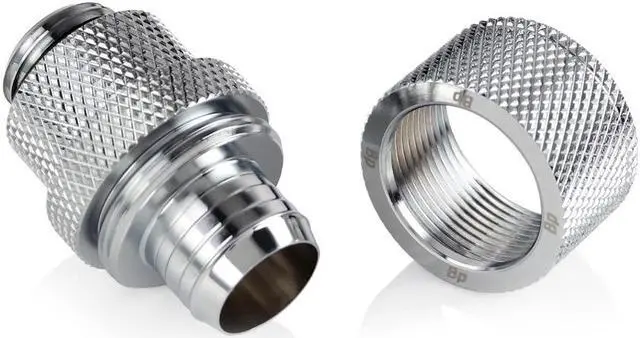 Alt view image 4 of 6 - Bitspower Computer Water Cooling G1/4" Silver Shining Rotary Compression Fitting CC6 Ultimate For ID 7/16" OD 5/8" Tube (2 PCS)