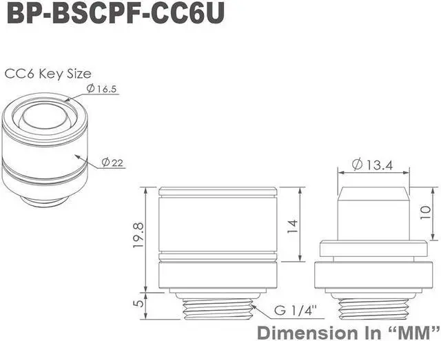 Alt view image 5 of 5 - Bitspower G1/4" Black Sparkle Compression Fitting CC6 Ultimate For ID 7/16" OD 5/8" Tube (2 PCS)