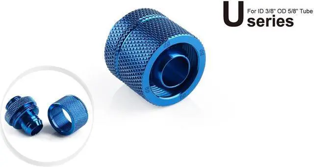 Alt view image 2 of 5 - Bitspower Computer Water Cooling G1/4" Royal Blue Compression Fitting CC3 Ultimate for ID 3/8" OD 5/8" Tube (2 PCS)