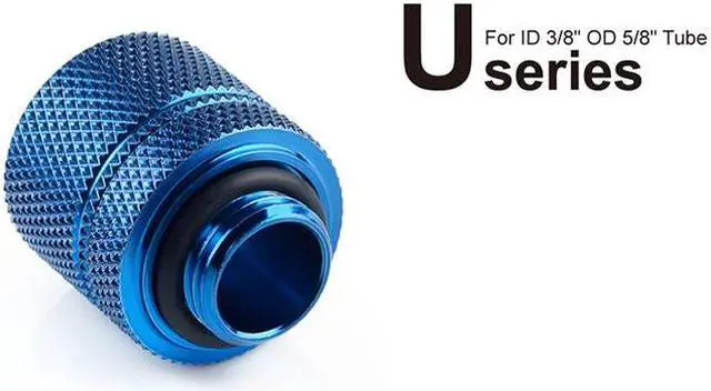 Alt view image 3 of 5 - Bitspower Computer Water Cooling G1/4" Royal Blue Compression Fitting CC3 Ultimate for ID 3/8" OD 5/8" Tube (2 PCS)