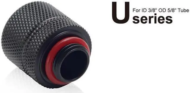 Alt view image 3 of 5 - Bitspower Computer Water Cooling G1/4" Carbon Black Compression Fitting CC3 Ultimate For ID 3/8" OD 5/8" Tube (2 PCS)