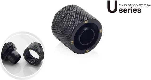 Alt view image 2 of 5 - Bitspower Computer Water Cooling G1/4" Carbon Black Compression Fitting CC3 Ultimate For ID 3/8" OD 5/8" Tube (2 PCS)