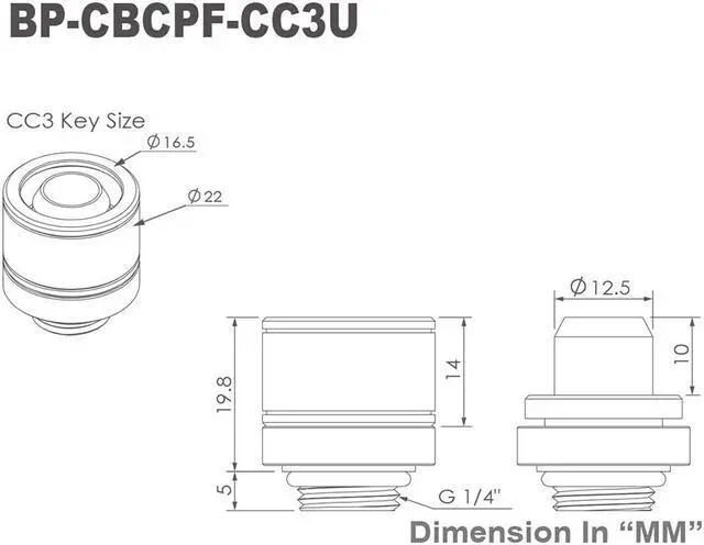 Alt view image 5 of 5 - Bitspower Computer Water Cooling G1/4" Carbon Black Compression Fitting CC3 Ultimate For ID 3/8" OD 5/8" Tube (2 PCS)