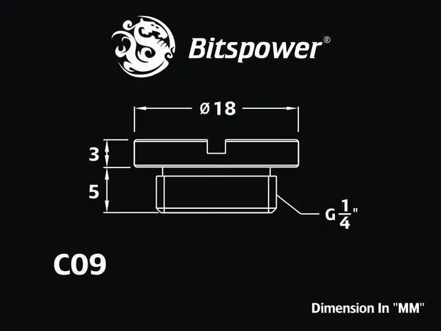 Alt view image 5 of 5 - Bitspower Computer Water Cooling G1/4" Carbon Black Low-Profile Stop Fitting (2 PCS)