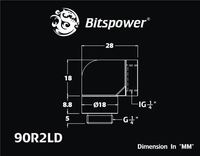 Alt view image 5 of 5 - Bitspower Computer Water Cooling G1/4" Black Sparkle Dual Rotary Angle IG1/4" Extender(2 PCS)