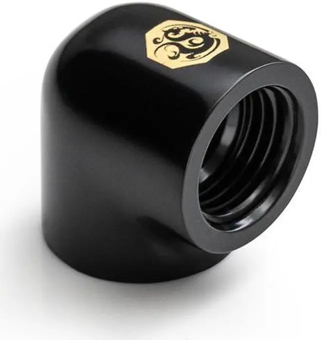Alt view image 2 of 4 - Bitspower Computer Water Cooling 90-Degree With Dual Inner G1/4" Extender Fitting (Glorious Black) (2 PCS)--BPTA-90DIA-GB