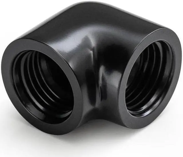 Alt view image 3 of 4 - Bitspower Computer Water Cooling 90-Degree With Dual Inner G1/4" Extender Fitting (Glorious Black) (2 PCS)--BPTA-90DIA-GB