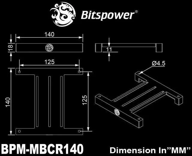 Alt view image 4 of 4 - Bitspower Mount Bracket for CR Reservoir 140 Series