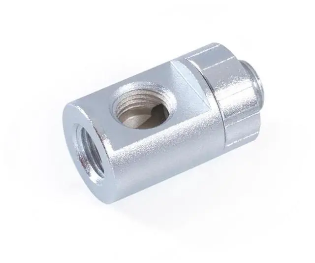 Alt view image 2 of 4 - Bitspower Artemis T-Block Rotary G1/4" & Inner G1/4"x2 - Sandblast Silver