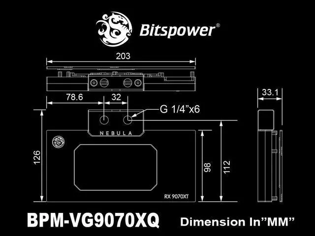 Alt view image 5 of 5 - Bitspower NEBULA Radeon 9070XT XFX Quicksilver