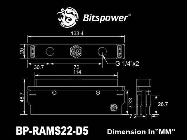 Alt view image 5 of 5 - Bitspower 2-DIMMS RAM Water Cooling Module (DDR5, Single-sided)