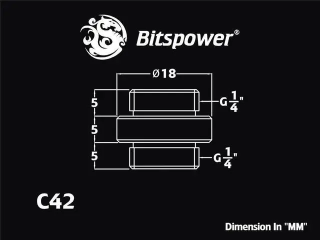 Alt view image 5 of 5 - Bitspower G1/4" True Brass Mini Dual G1/4" Extender--5mm (4pcs/pack)