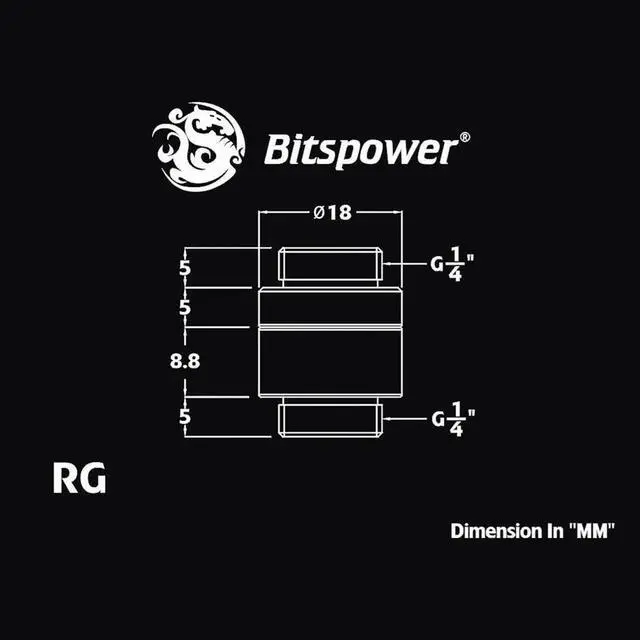 Alt view image 3 of 3 - Bitspower G1/4" True Brass Rotary G1/4" Extender--13.8mm (2PCS)