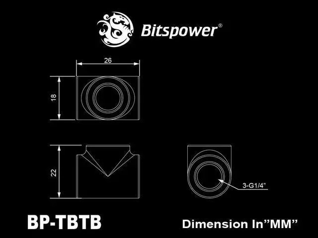 Alt view image 3 of 3 - Bitspower True Brass T-Block With Triple IG1/4"(2PCS)