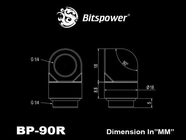 Alt view image 3 of 3 - Bitspower G1/4" Carbon Black Rotary 90-Degree IG1/4" Extender(4PCS)