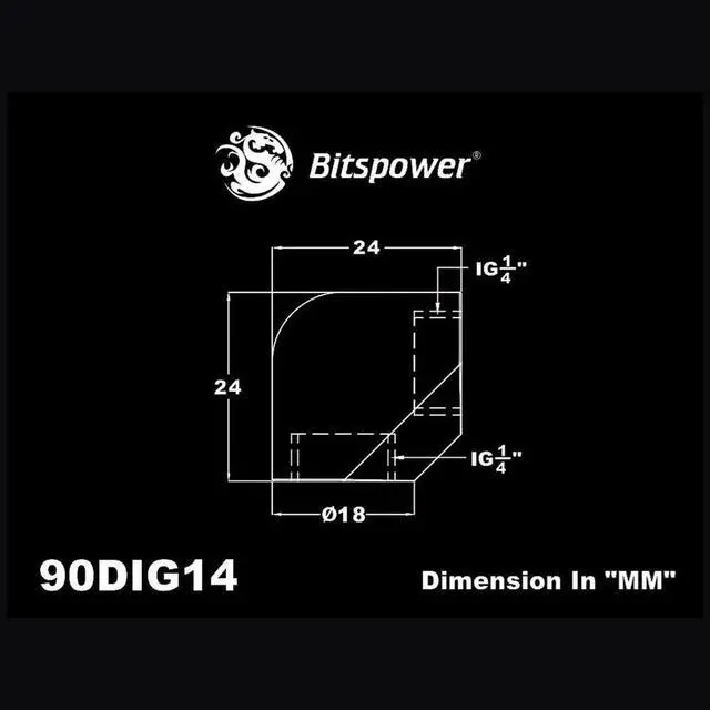 Alt view image 3 of 3 - Bitspower True Brass 90-Degree With Dual Inner G1/4" Extender(2PCS)