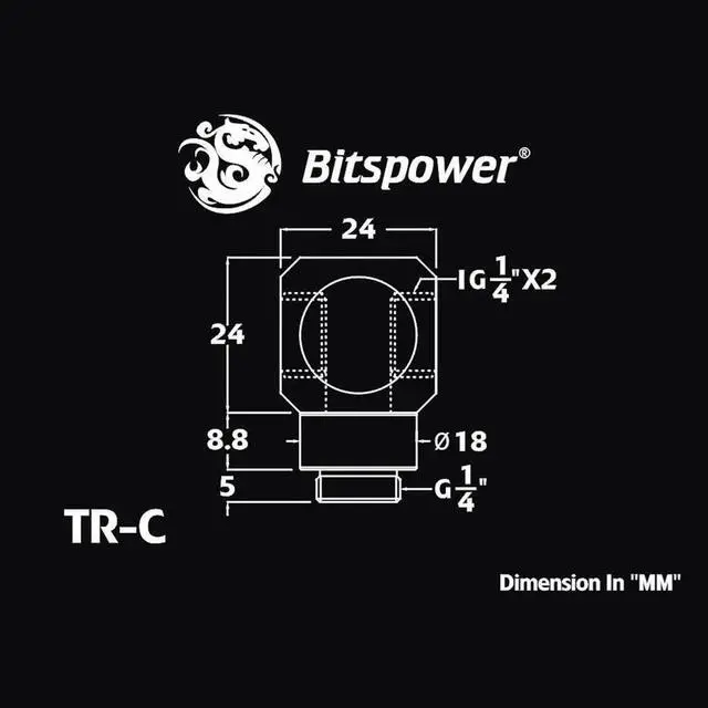 Alt view image 4 of 4 - Bitspower G1/4" Deluxe White T-Rotary IG1/4"X2 Extender