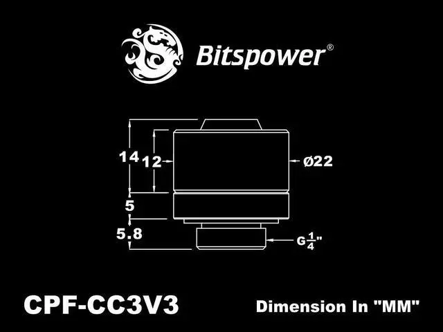 Alt view image 4 of 4 - Bitspower G1/4" Royal Blue Compression Fitting CC3 V3 for ID 3/8" OD 5/8" Tube (2pcs/pack)